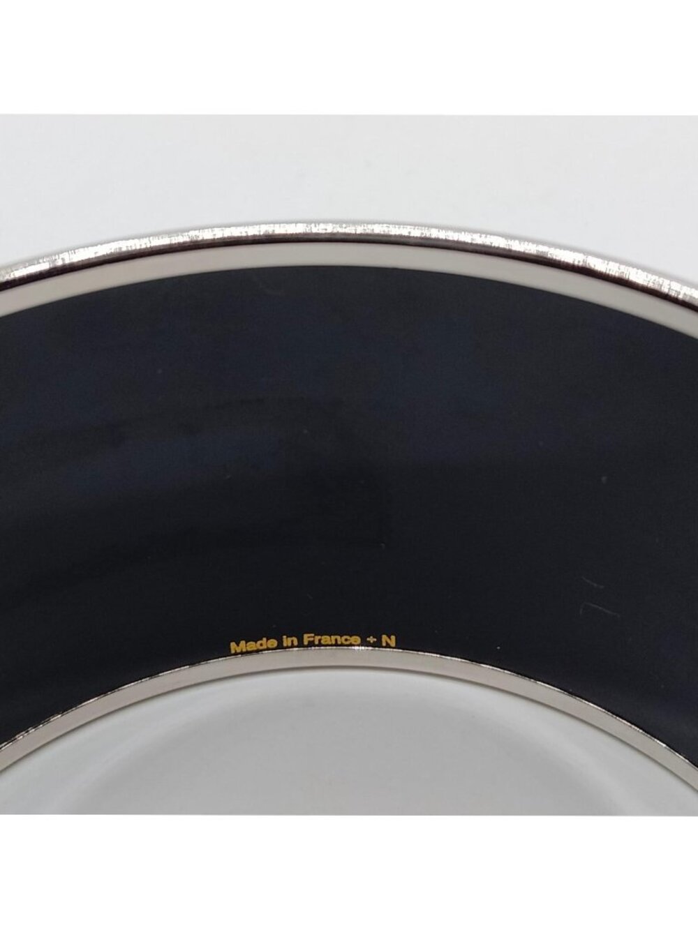 Authentic Hermès Paris Red & Black Enamel Wide Bangle Bracelet Silver Tone - Picture 9 of 10